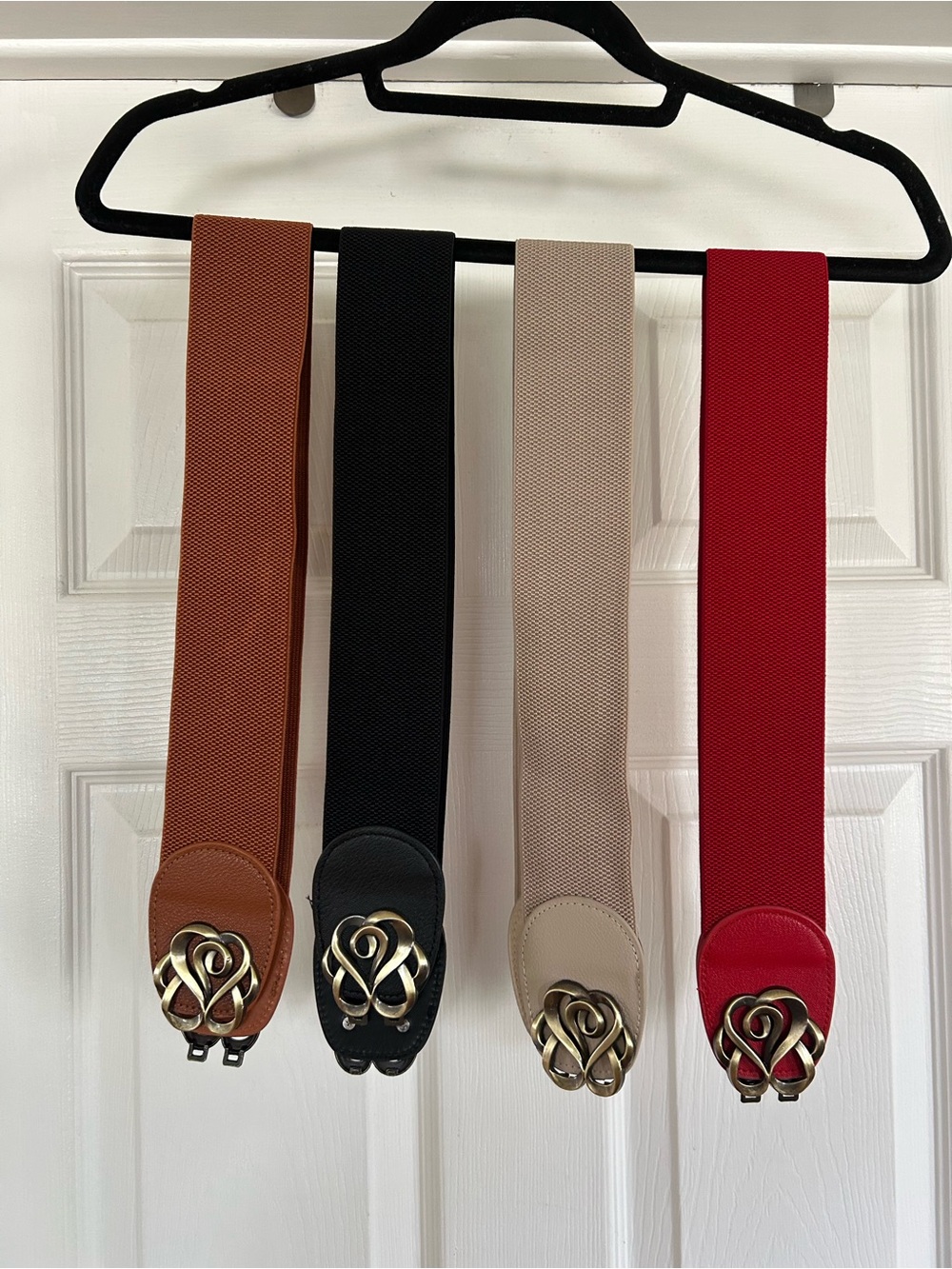 Elastic Knot Buckle Stretch Belt - Red, Black, Tan, Beige